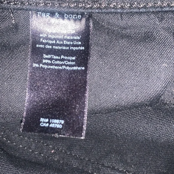 Rag & Bone NWT Bilbury Ankle Cigarette Metallic Hem Jean Size 25 Black/Gold - Picture 14 of 14